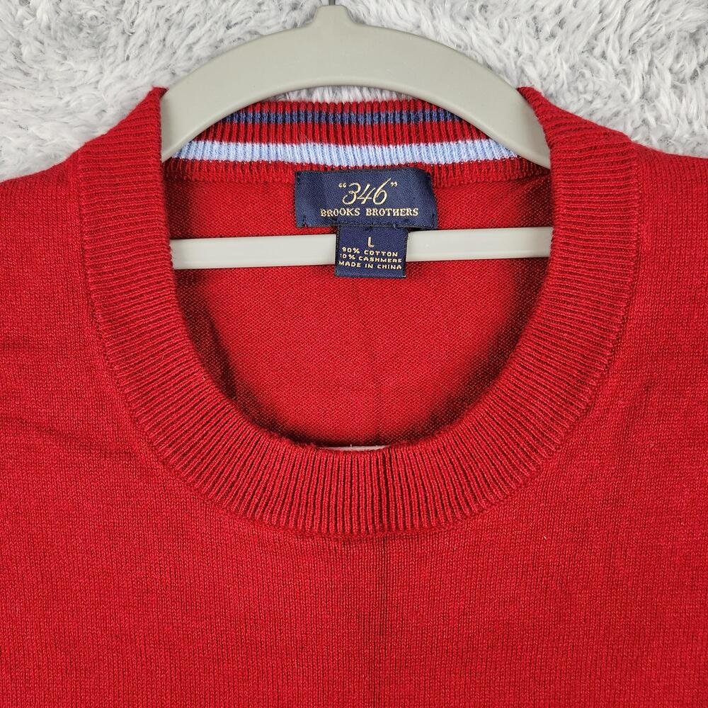 Brooks Brothers Sweater Mens Large Red Cotton Cashmere Crewneck Knit Pullover